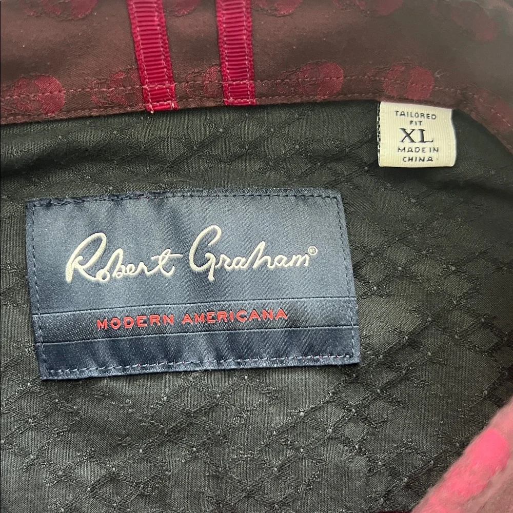 Robert Graham Burgundy Skulls Long Sleeve Button-Down Shirt with Flip Cuffs - XL - Picture 4 of 8